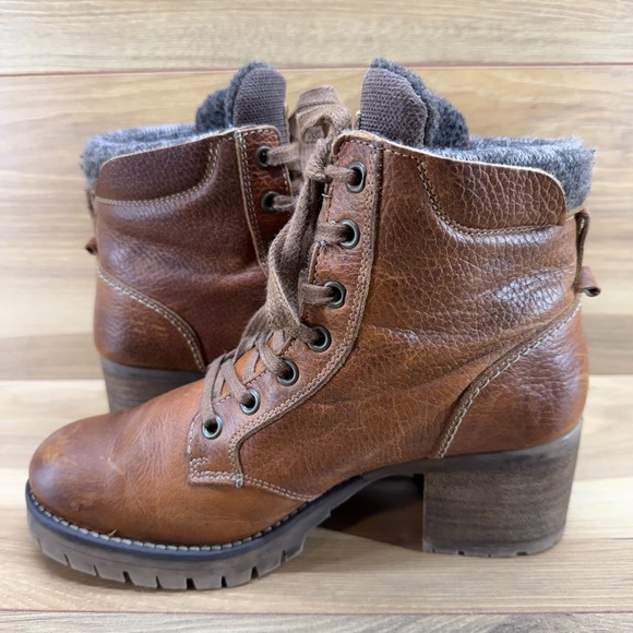 Bull Boxer Catherine Combat Block Heel Womens 8 M Brown Leather Block Heel Boots - Picture 6 of 12